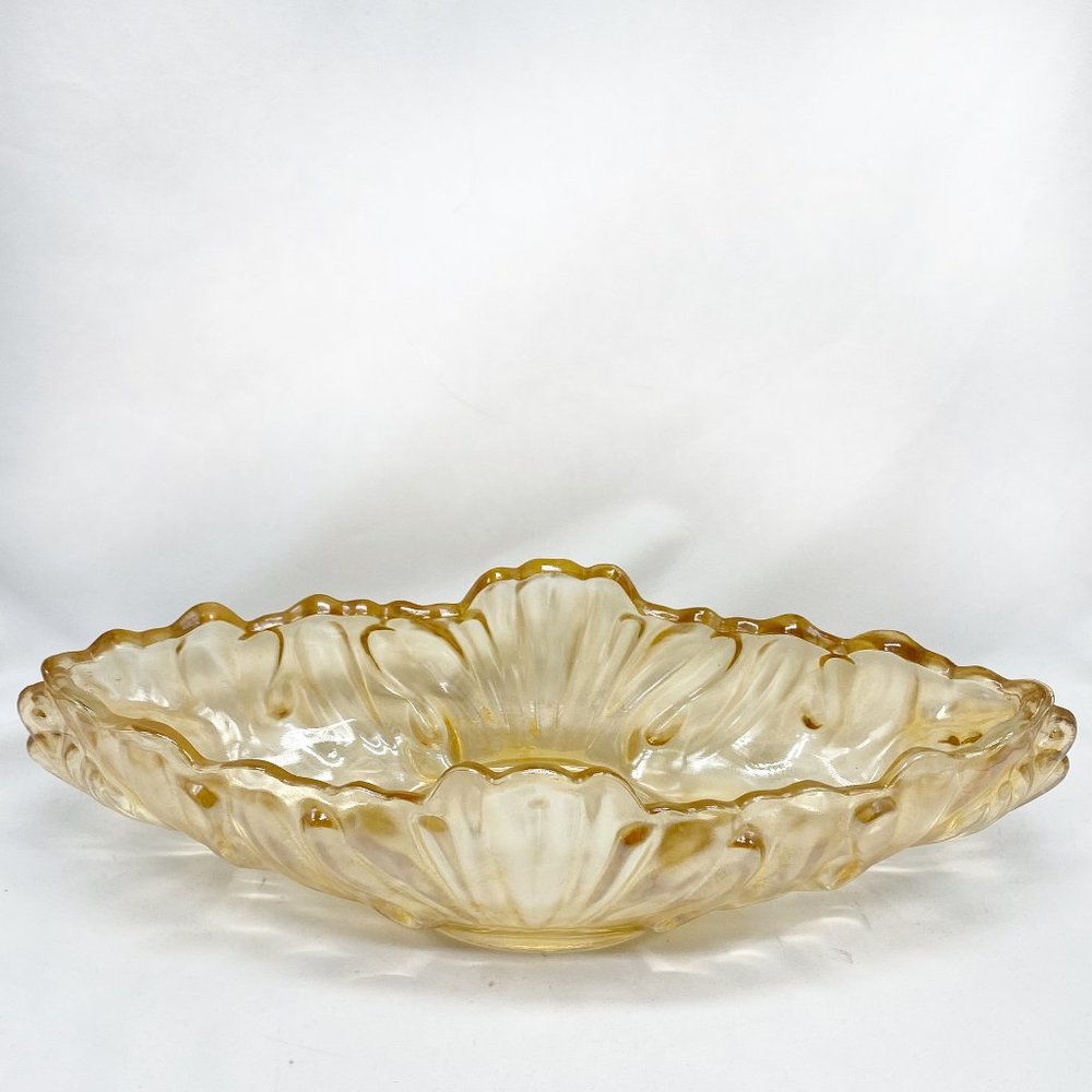 Vintage Jeannette Glass Marigold Iridescent Carnival Glass Gondola Bowl Long